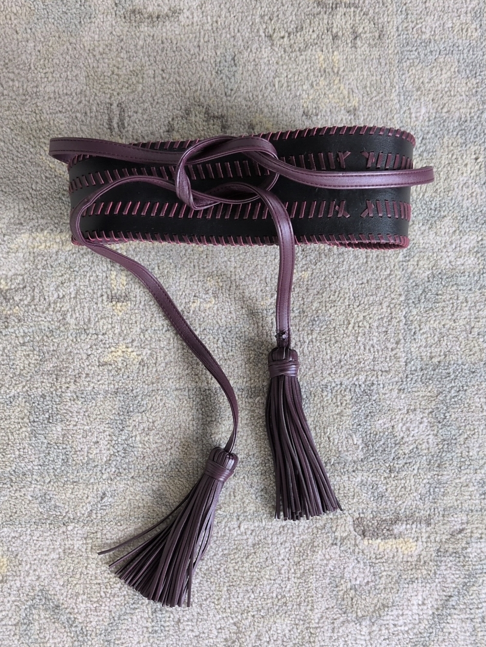 WHBM Obi Belt In Black and Plum